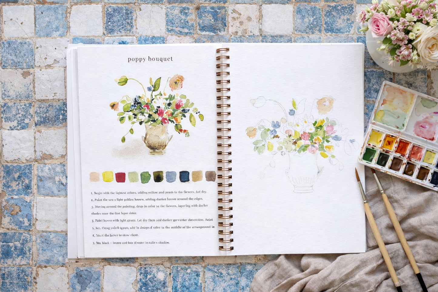 Cahier d'aquarelle "Les Bouquets"