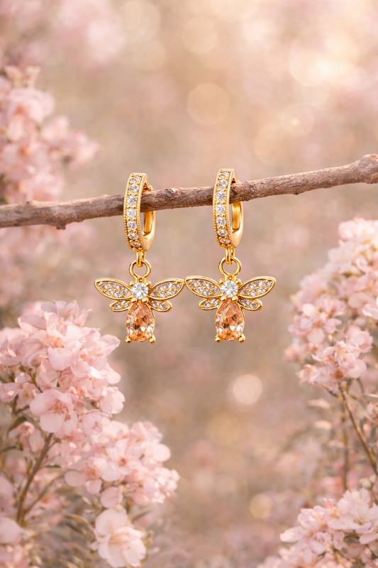 Boucles d'oreilles "Abeille scintillante"