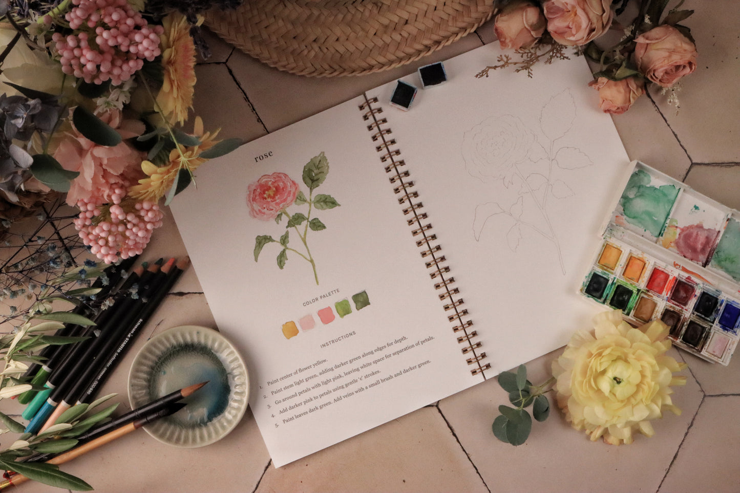 Cahier d'aquarelle "Les Fleurs"