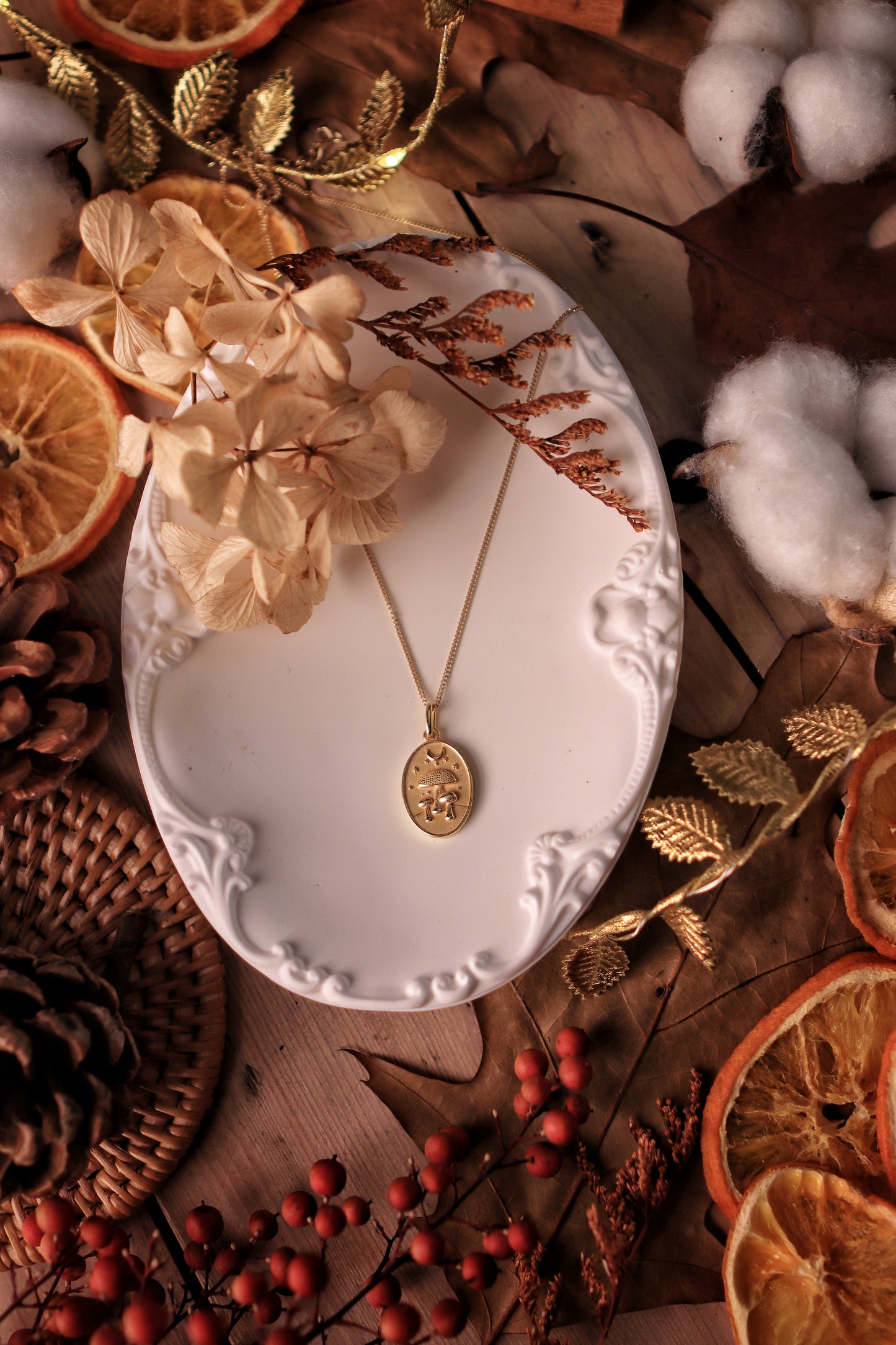 Collier réversible Citrouille & Champignon