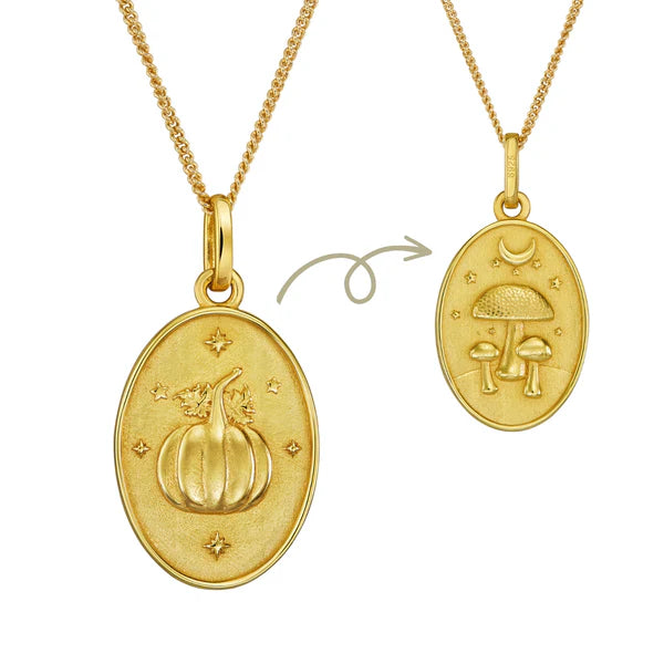 Collier réversible Citrouille & Champignon