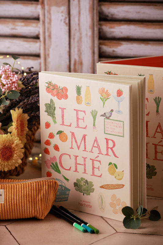 Cahier de coloriage & stickers "Le Marché"