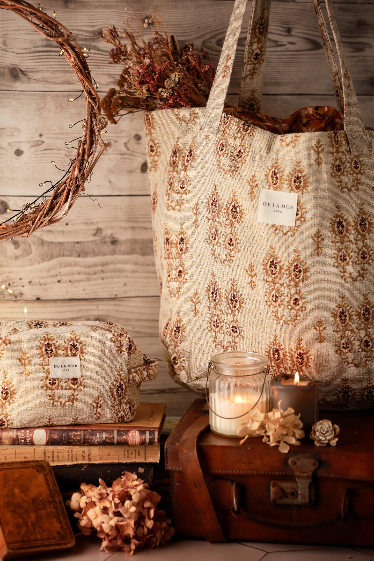 Sac "Jacquard beige à motifs"