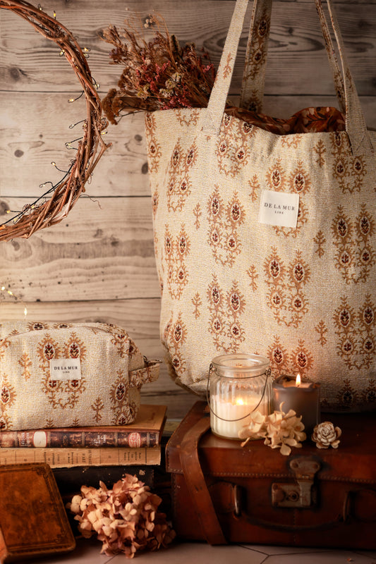 Sac "Jacquard beige à motifs"